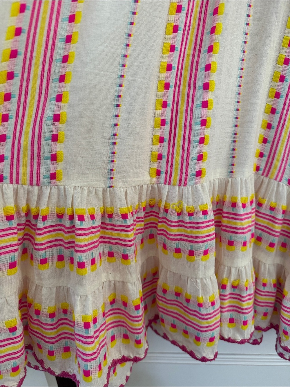 SAYLOR Cream Mini Dress with Pink, Yellow & Green Embroidery - Picture 4 of 5